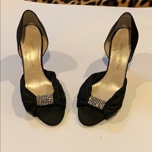 Caparros Black Heels with Rhinestone Detail